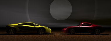 Cars yellow and red clipart