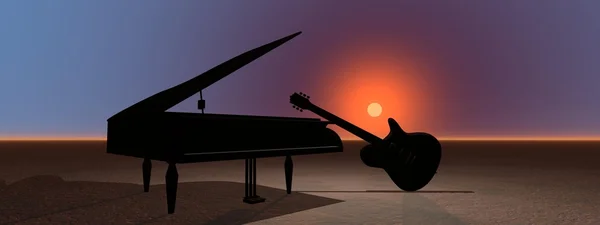 Klavier und Gitarre — Stockfoto