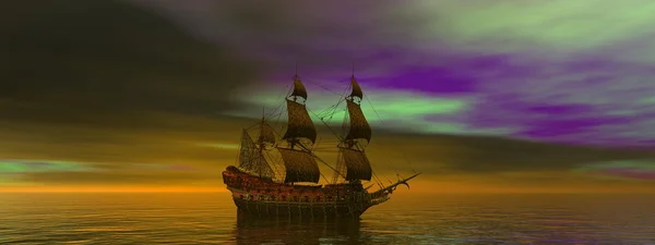 Loď a krajina — Stock fotografie