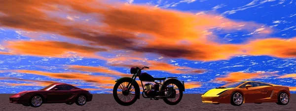 バイクと車 — ストック写真