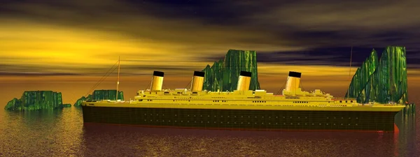泰坦尼克号与冰山 — 图库照片