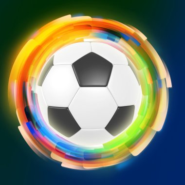 Soccer ball on color rings background clipart