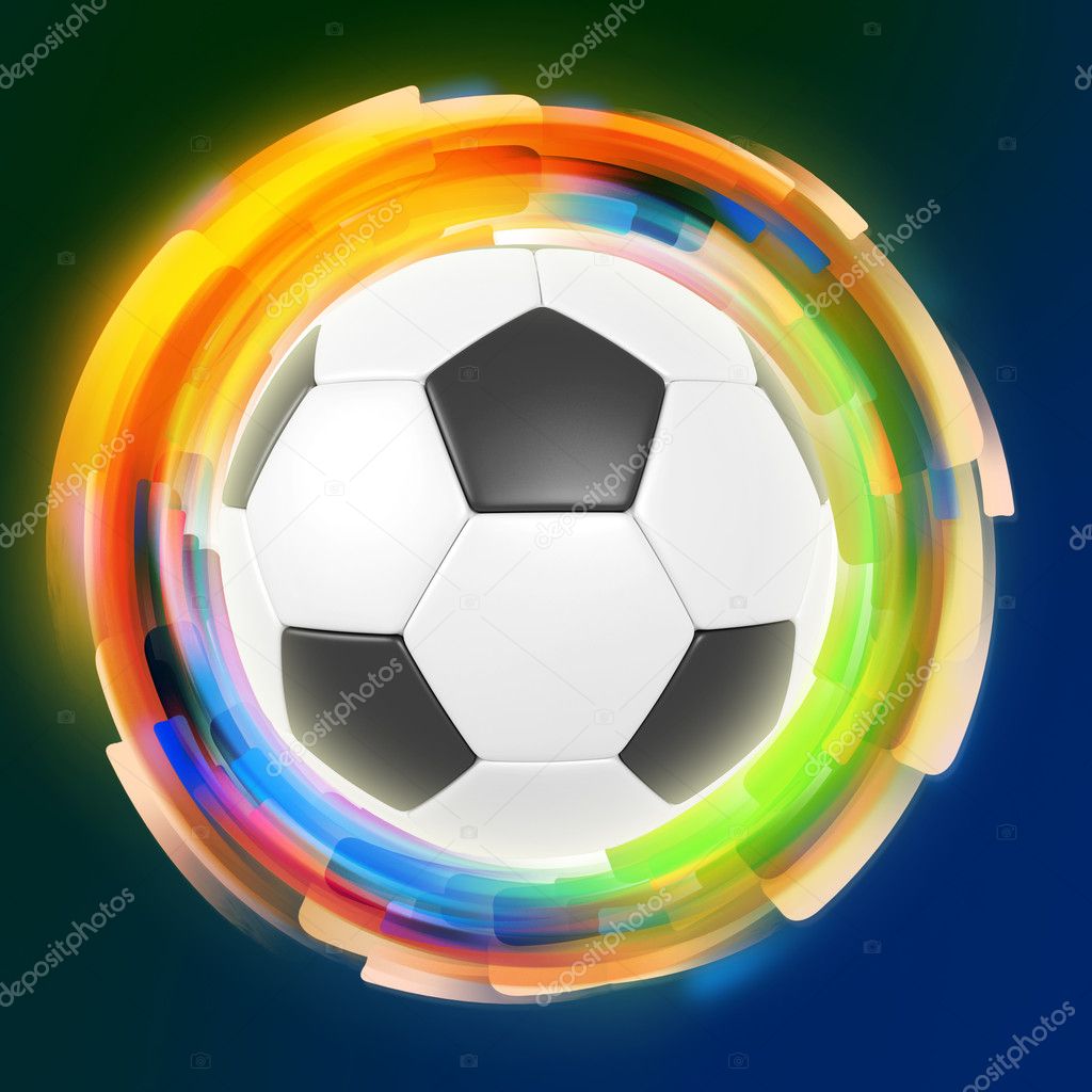 Soccer ball on color rings background