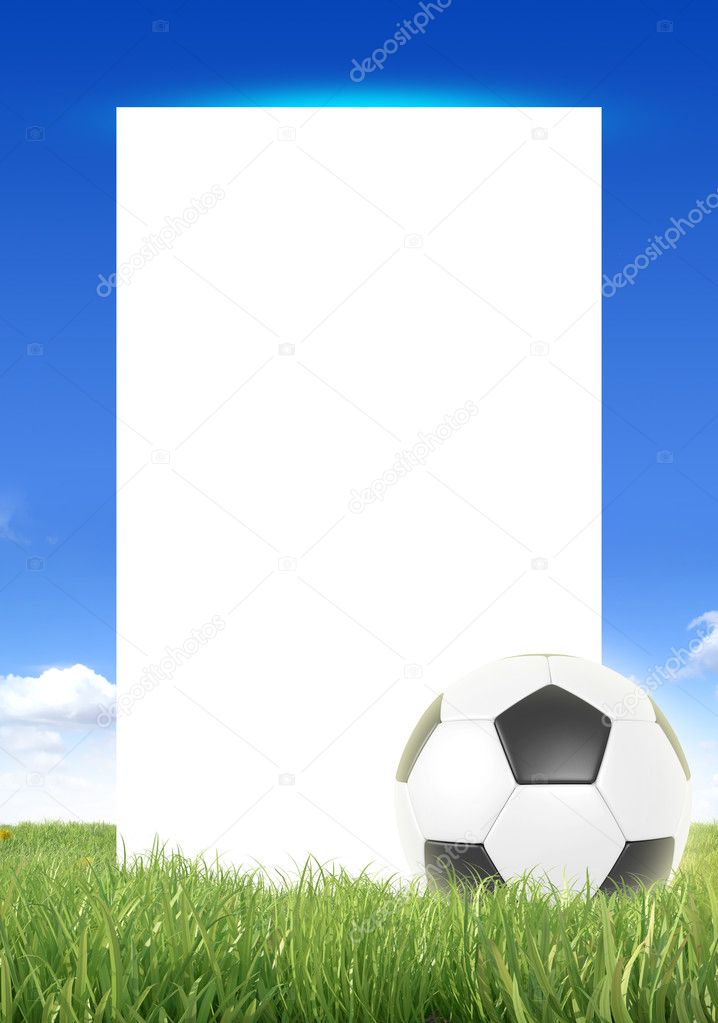 Soccer ball frame against the blue sky
