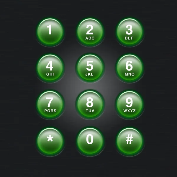 Green glowing telephone keypad illustration — Stock Photo, Image