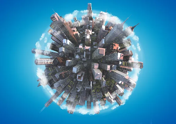 Miniatyr planet som begrepp för kaotiska stadslivet — Stockfoto