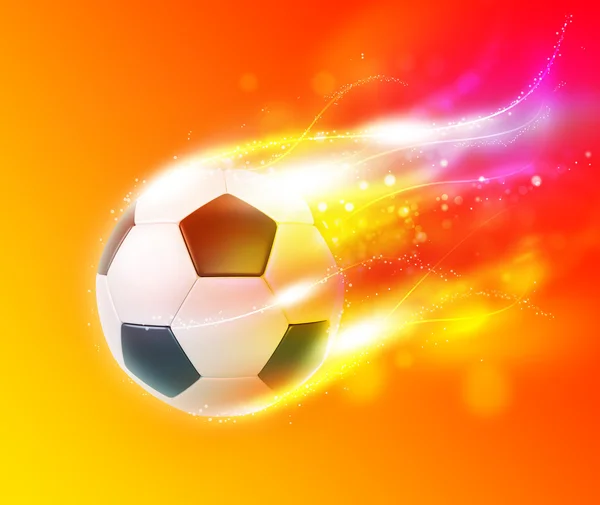 Ποδόσφαιρο flamy στο φόντο χρώμα λάμψη — Φωτογραφία Αρχείου
