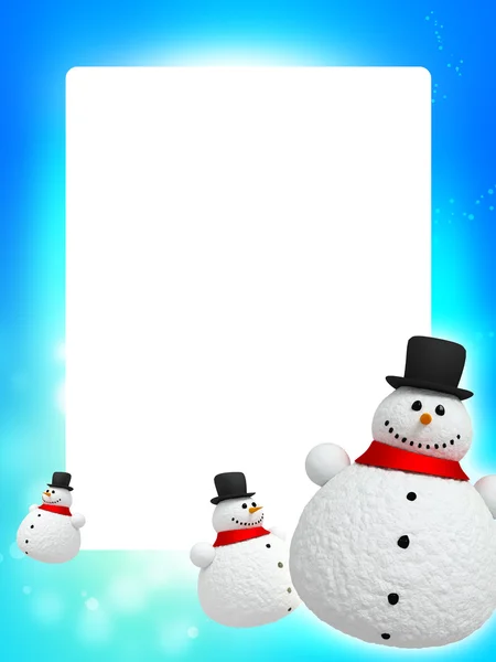 Frame van Kerstmis achtergrond met sneeuwpop — Stockfoto