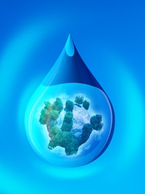 World in the drop water clipart
