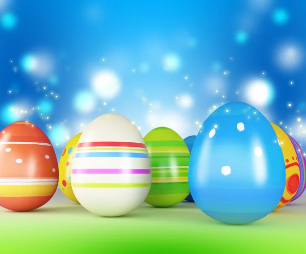 Easter eggs and chickens — Stock Photo, Image