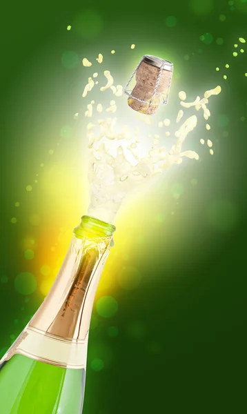 Explosion of champagne bottle cork — Stock Photo, Image
