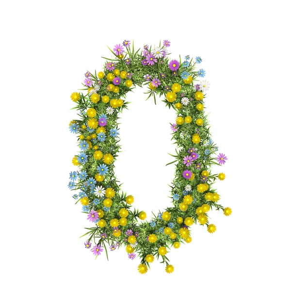 Numer 7, alfabet kwiat na białym tle — Zdjęcie stockowe