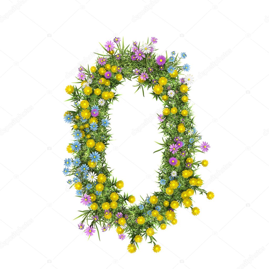 Number 7, flower alphabet isolated on white