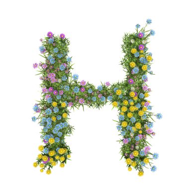 s harfi, çiçek alfabe üzerinde beyaz izole.