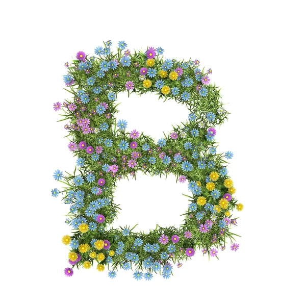 手紙 b、白で隔離される花アルファベット — ストック写真