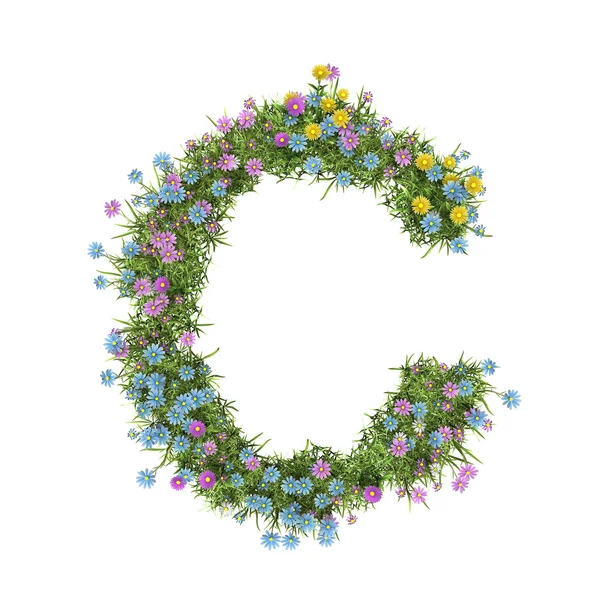 Beyaz izole harfi c, çiçek alfabesi — Stok fotoğraf