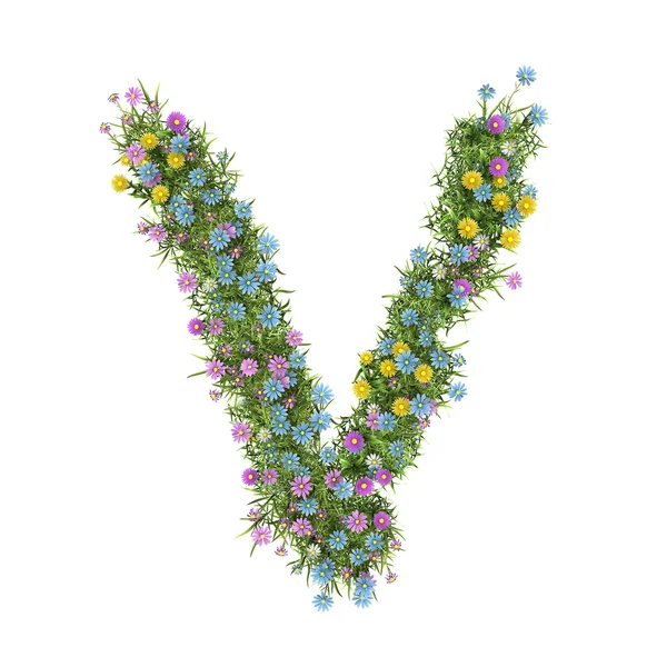 stock image Letter V, flower alphabet isolated on white