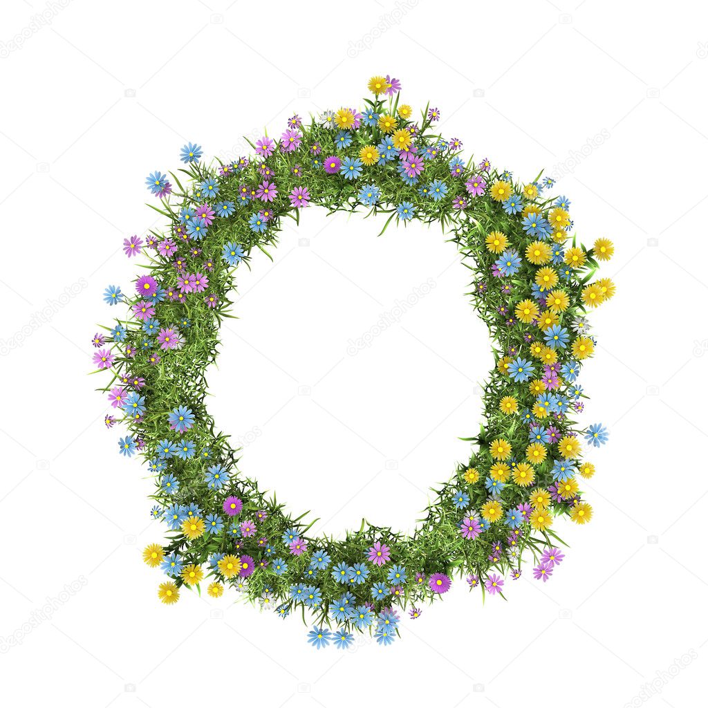 Letter O, flower alphabet isolated on white