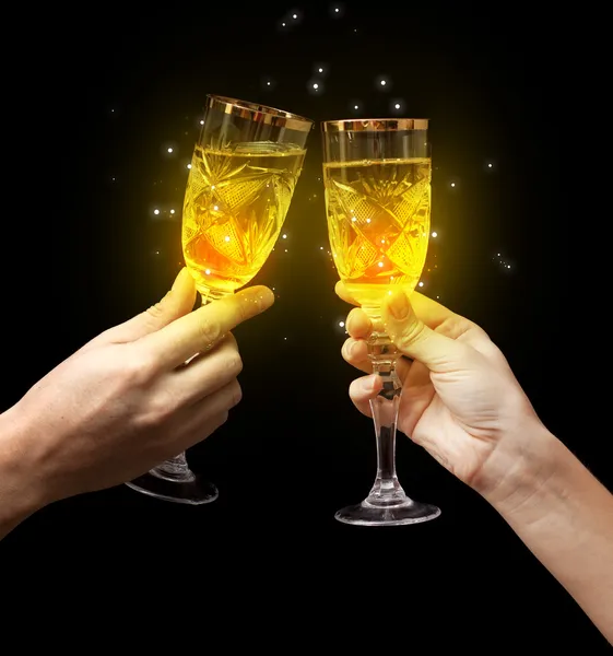 Bicchiere di champagne tostato — Foto Stock