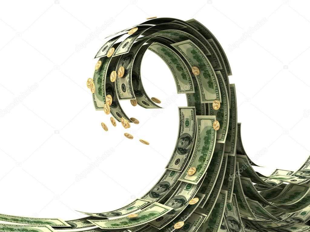 Dollars wave isolated on white