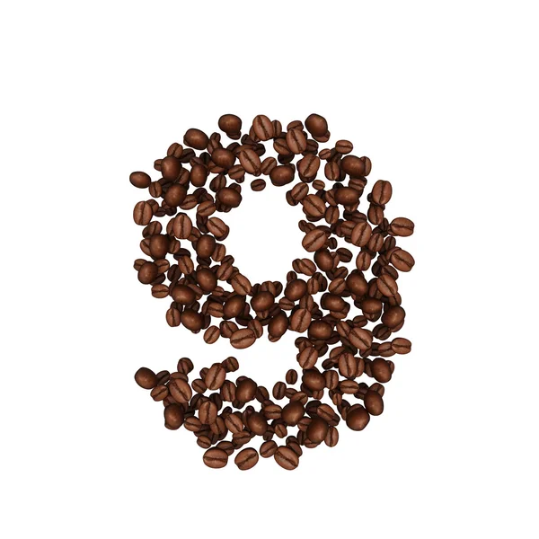 Alfabet van koffiebonen. geïsoleerd op wit. — Stockfoto