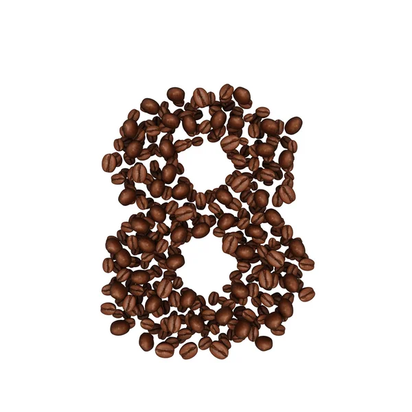 Alfabeto dei chicchi di caffè. isolato su bianco . — Foto Stock