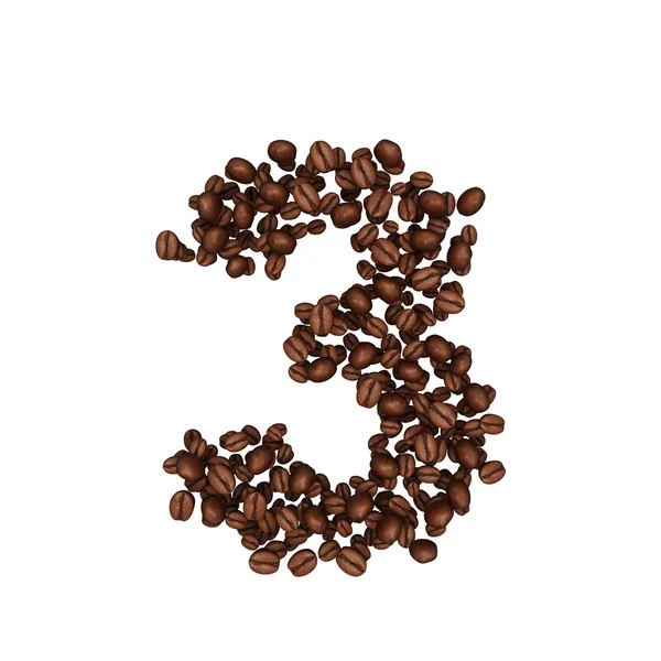 커피 콩에서 알파벳입니다. 흰색 절연. — 스톡 사진