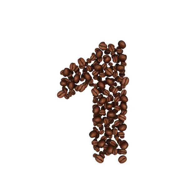 Alfabeto de grãos de café. isolado em branco . — Fotografia de Stock