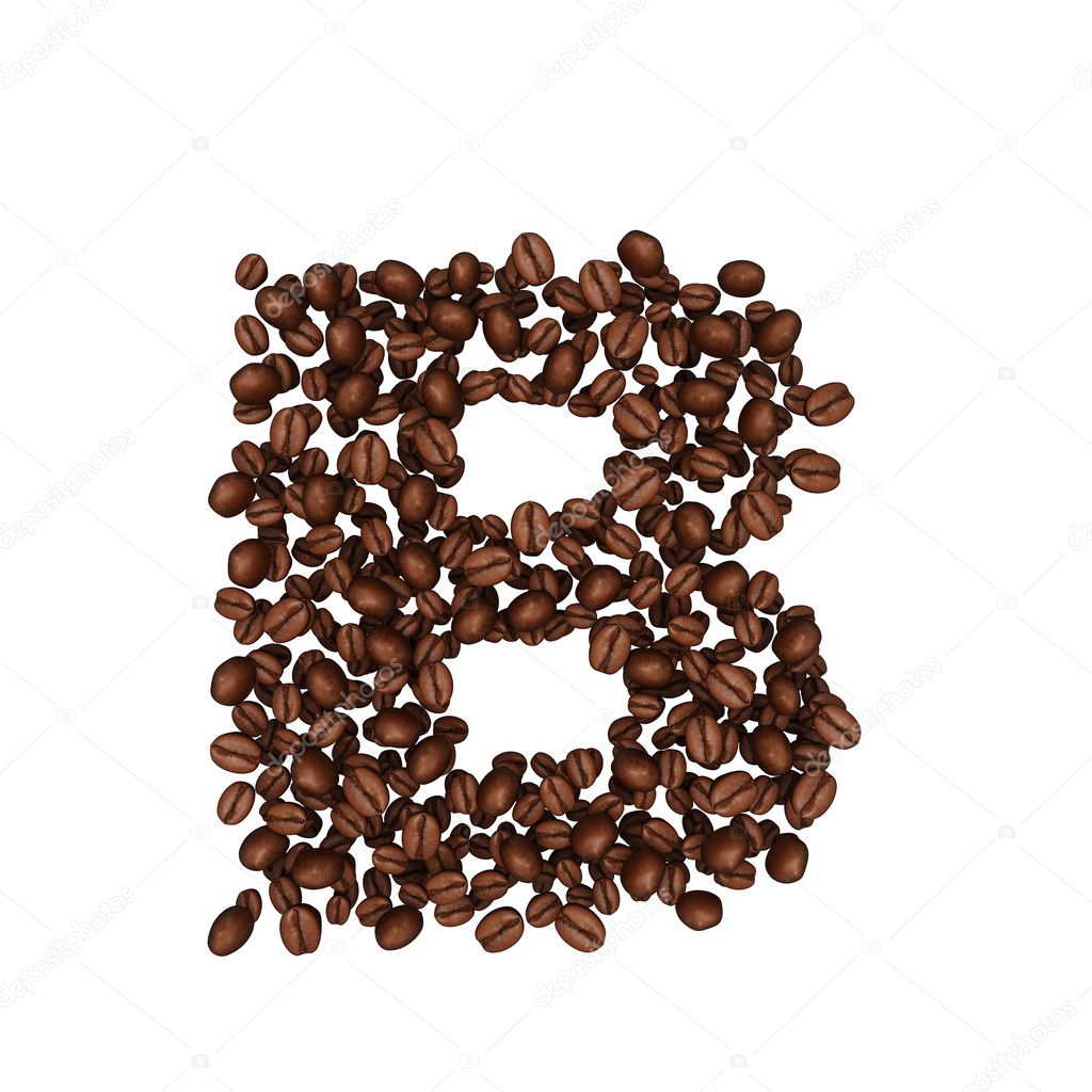 Alphabet from coffee beans. isolated on white.