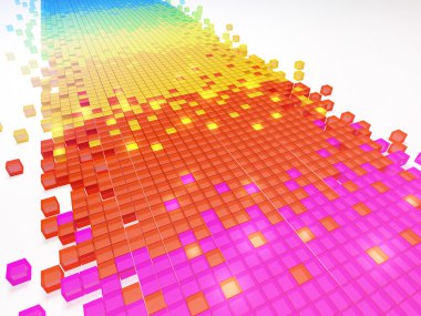 Gradient color pixel mosaic background (3d HD render) clipart