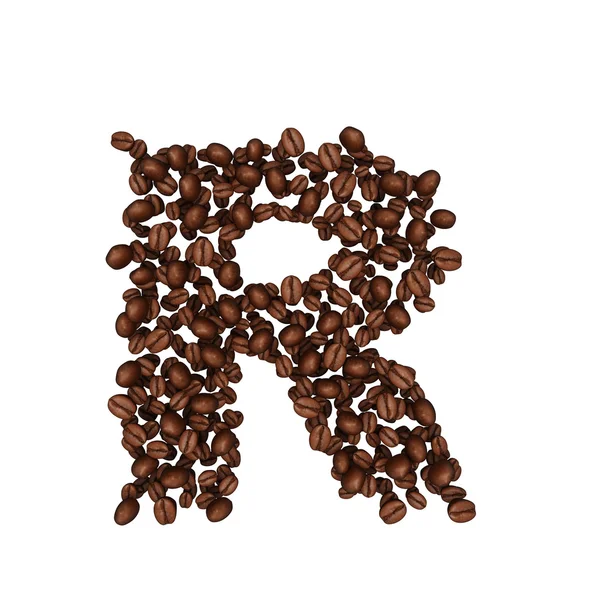 Алфавит из кофейных зерен. изолированные на белом . — стоковое фото