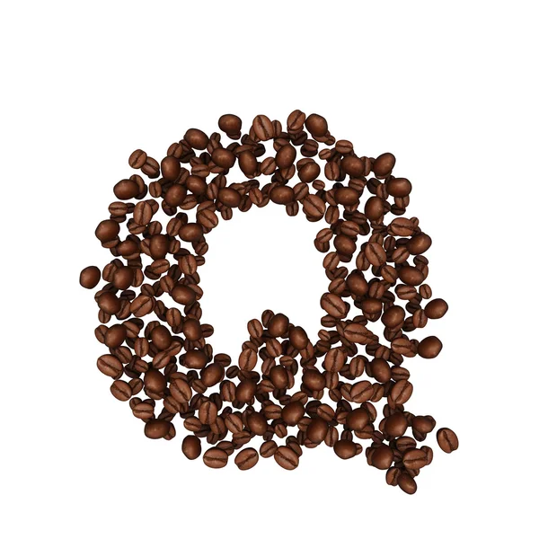 Alphabet aus Kaffeebohnen. isoliert auf weiß. — Stockfoto