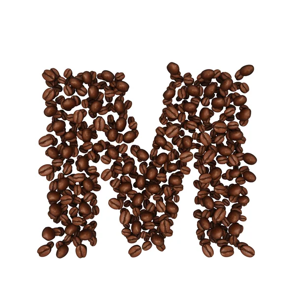 Alphabet des grains de café. isolé sur blanc . — Photo