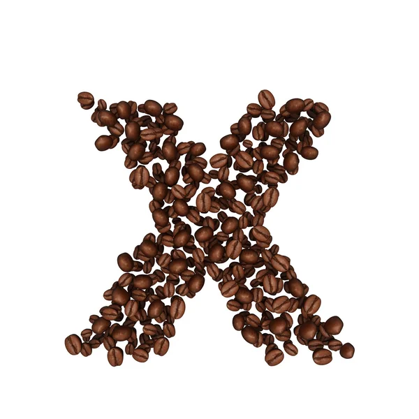 Alphabet aus Kaffeebohnen. isoliert auf weiß. — Stockfoto