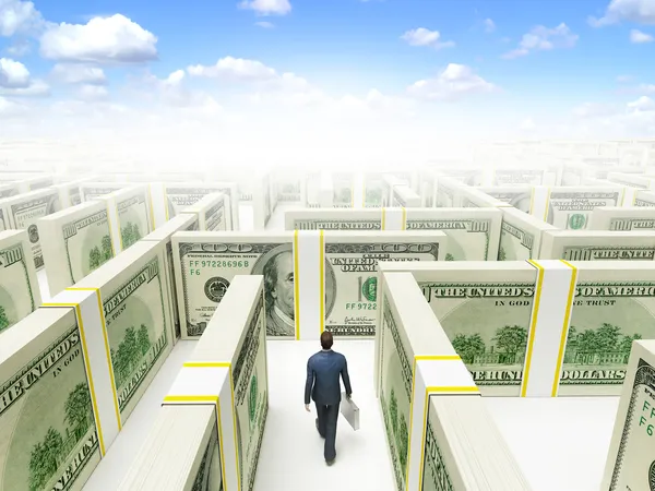 Povos de negócios em labirinto financeiro Labirinto — Fotografia de Stock
