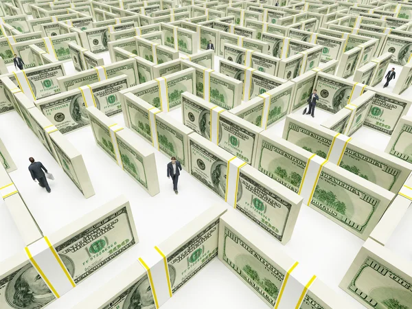 Üzleti népek pénzügyi labirintus-labirintus — Stock Fotó