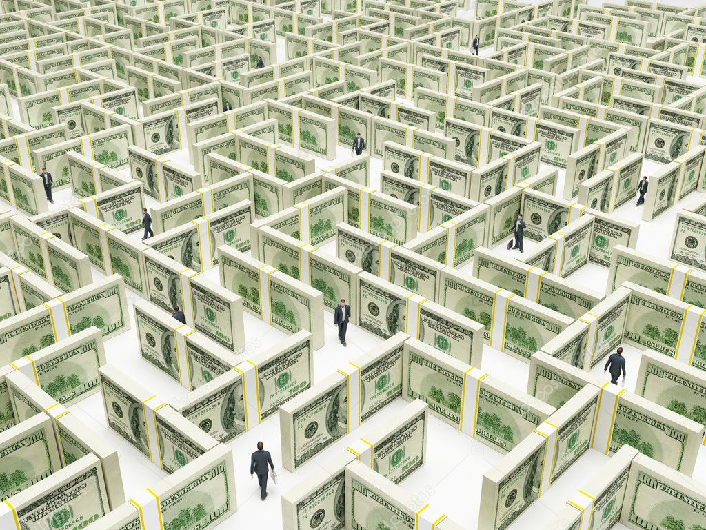 Business peoples in Financial Maze Labyrinth