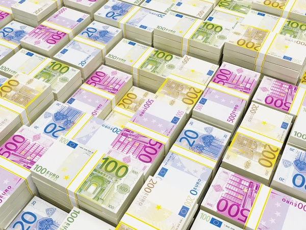 Крупный план банкнот евро — стоковое фото