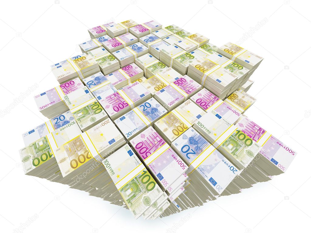 Big money. Close-up of Euro banknotes