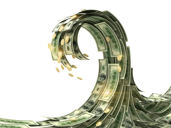 Dollars wave isolated on white — Stock Photo, Image