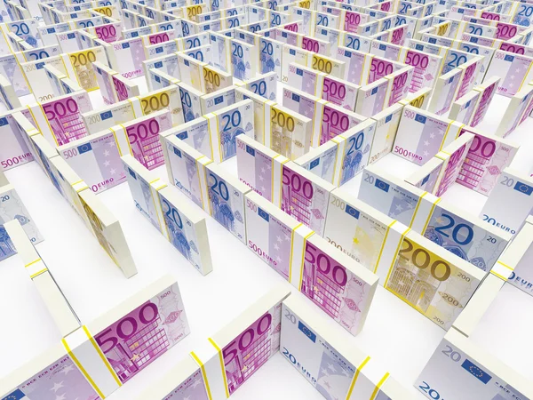 Фінансові лабіринт лабіринт з банкноти євро. — стокове фото