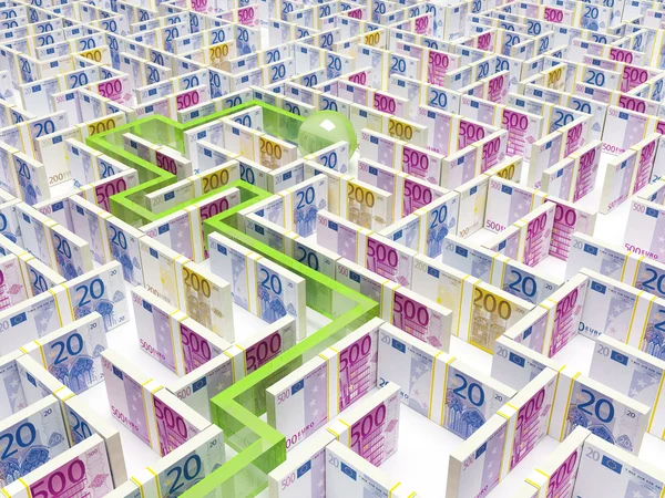 Finansiella labyrint labyrint whith väg — Stockfoto