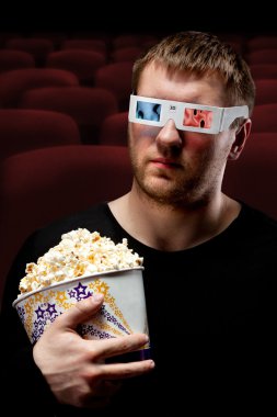 Man watching 3D movie clipart