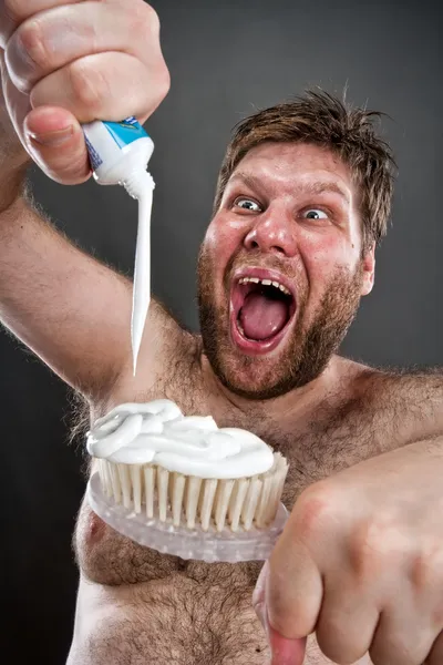 Çirkin diş fırçalamaya — Stok fotoğraf