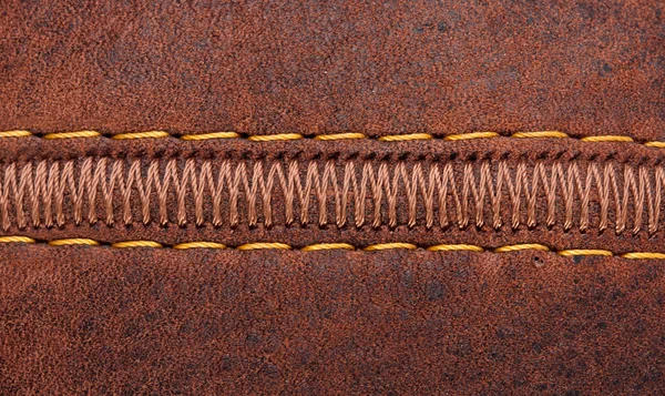 Thread seam on leather — Stock Photo, Image