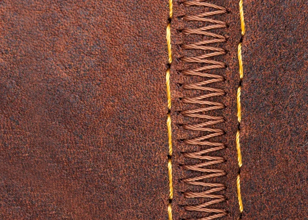 Thread seam on leather — Stock Photo, Image