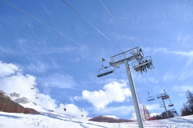Chairlifts in winter clipart