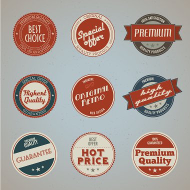 Set of vintage styled premium quality labels clipart