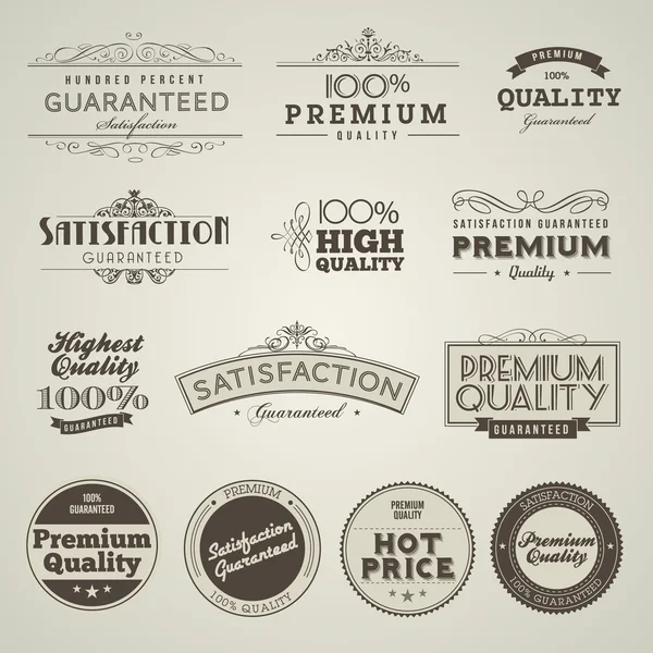 Etiquetas de qualidade premium estilo vintage — Vetor de Stock