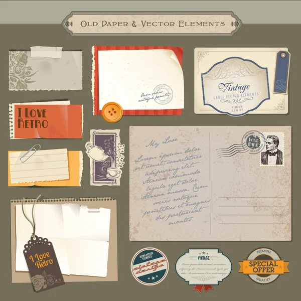 Coleção de papel vintage e elementos vetoriais — Vetor de Stock